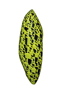 Life City “Jewelry O-2” Limegreen wall sculpture: oil painting on paulownia wood