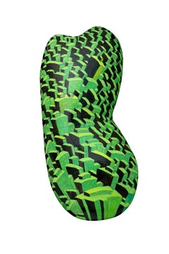 Life City "Jewelry G-3" Green wall sculpture oil painted on Paulownia wood