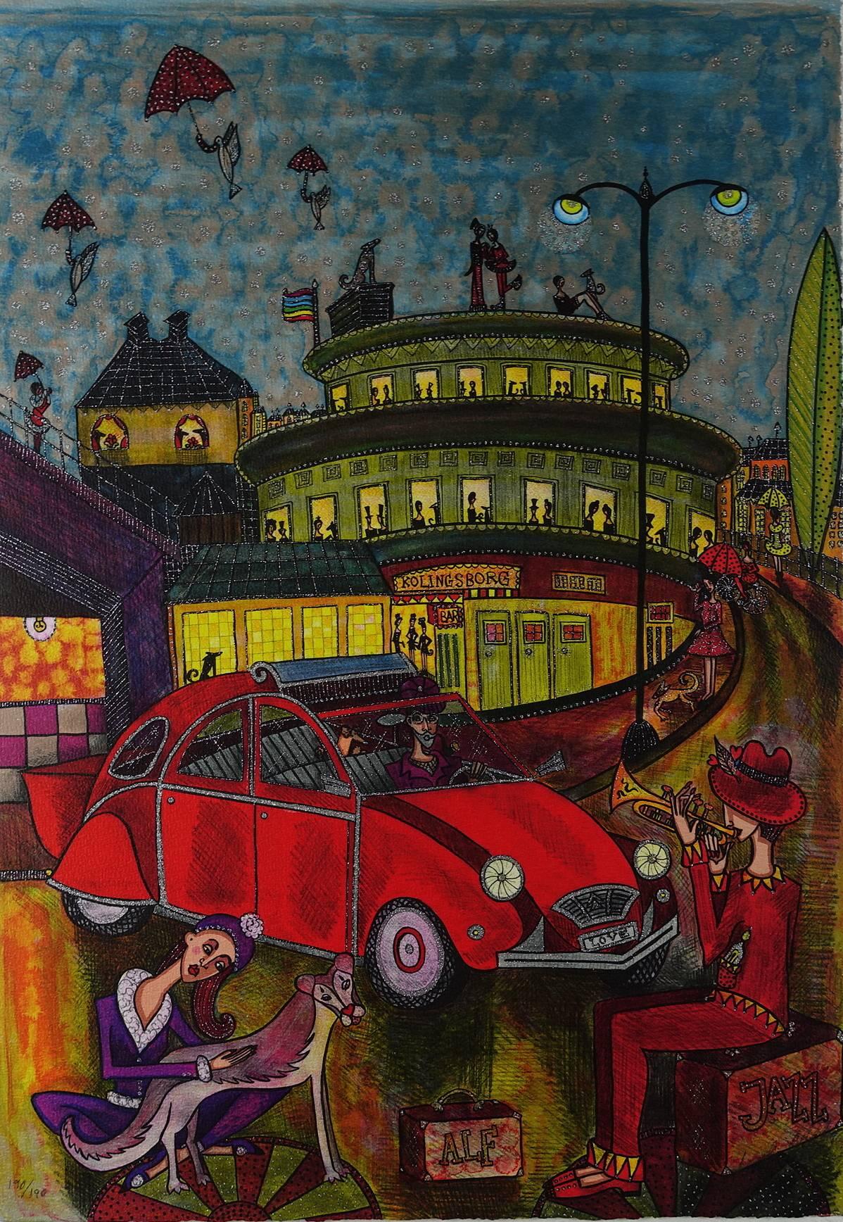 "Night Club" - vibrant and sparkling lithography - ed. 150 of 190 - Mixed Media Art by Angelica Wiik