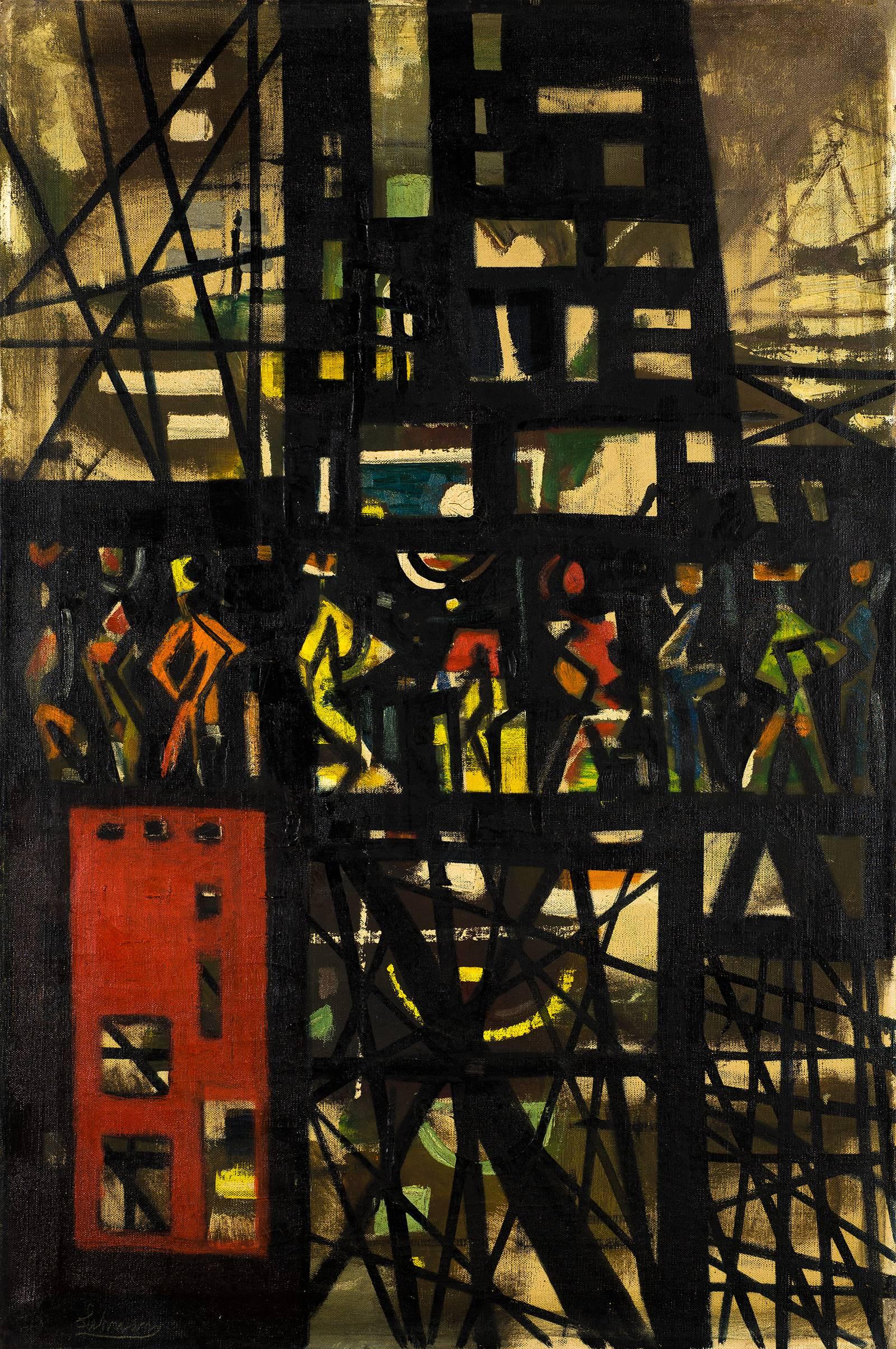 Irving George Lehman Figurative Painting - Untitled (City Abstraction)