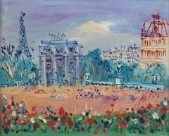 Vintage Le Jardin des Tuileries et l‘Arc de Triomphe du Carrousel 