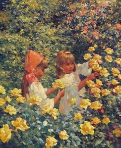 Two Young Girls in a Flowering Field