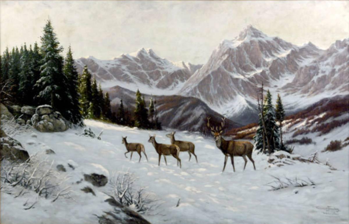 Winter Landscape With Deer