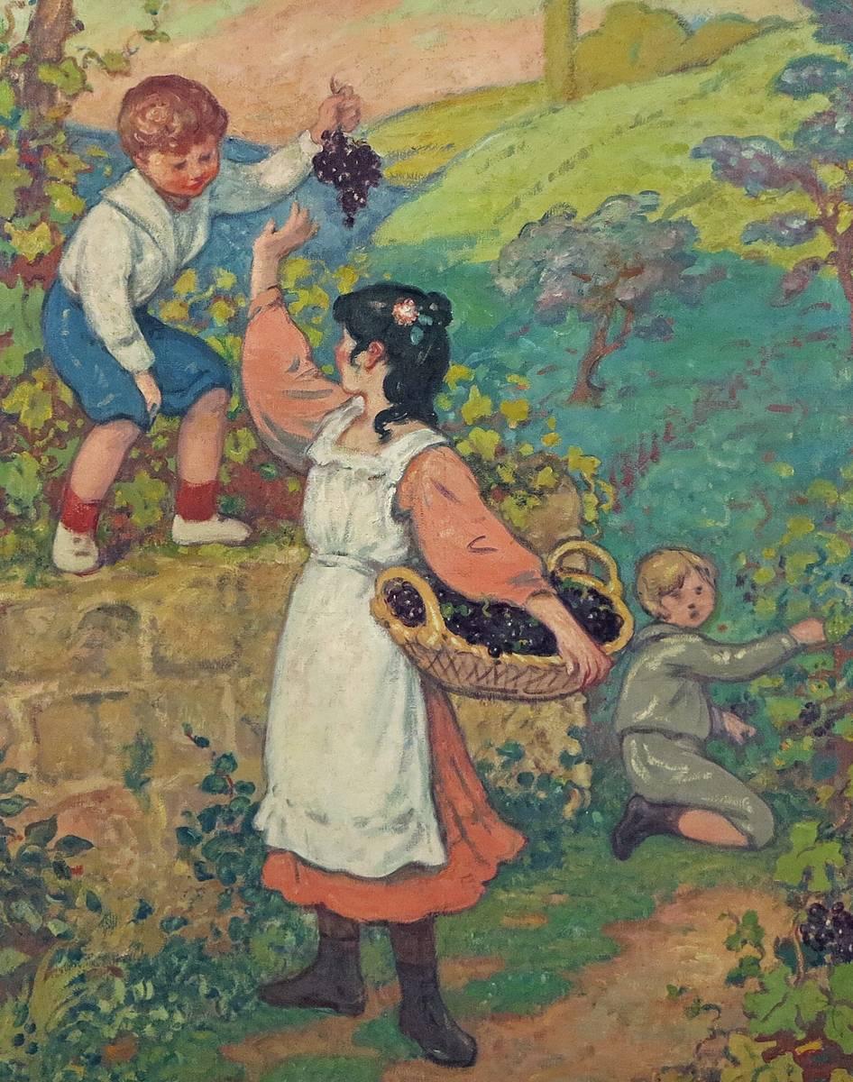 Les Vendanges - Post-impressionnisme Painting par Georges D'Espagnat