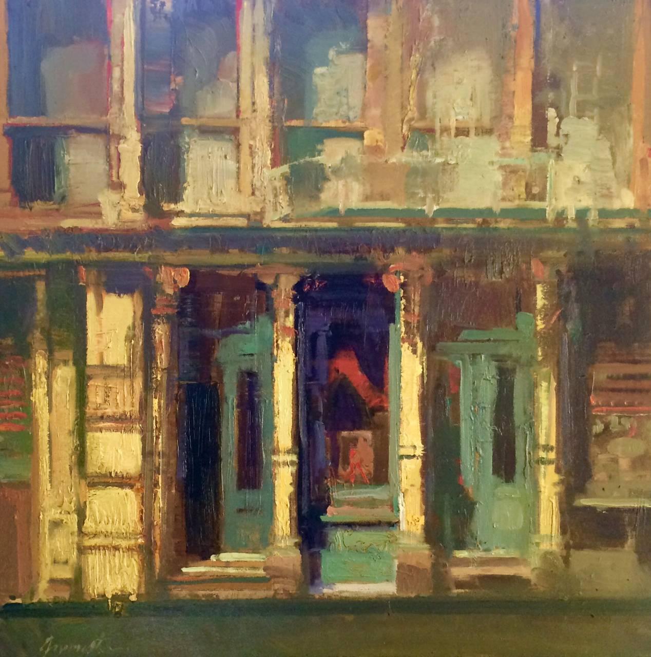 GREEN DOORS - Painting by Francis Livingston