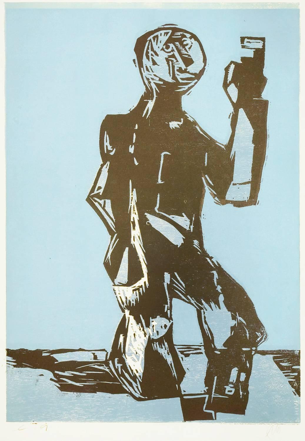 Markus Lüpertz Figurative Art - Clitunno, Woodcut, Contemporary Art, 20th Century, New Expressionist