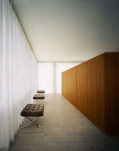 Mies van der Rohe Farnsworth House, Barcelona Stools by Francois Dischinger