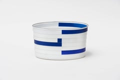 Bodil Manz, porcelain vessel in white, blue, and black, made in Denmark