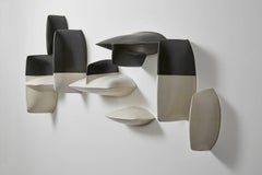 Used Bronze black and white porcelain wall installation sculpture by Maren Kloppmann