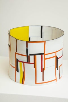 Bodil Manz, tall vessel with geometric designs, made in Denmark