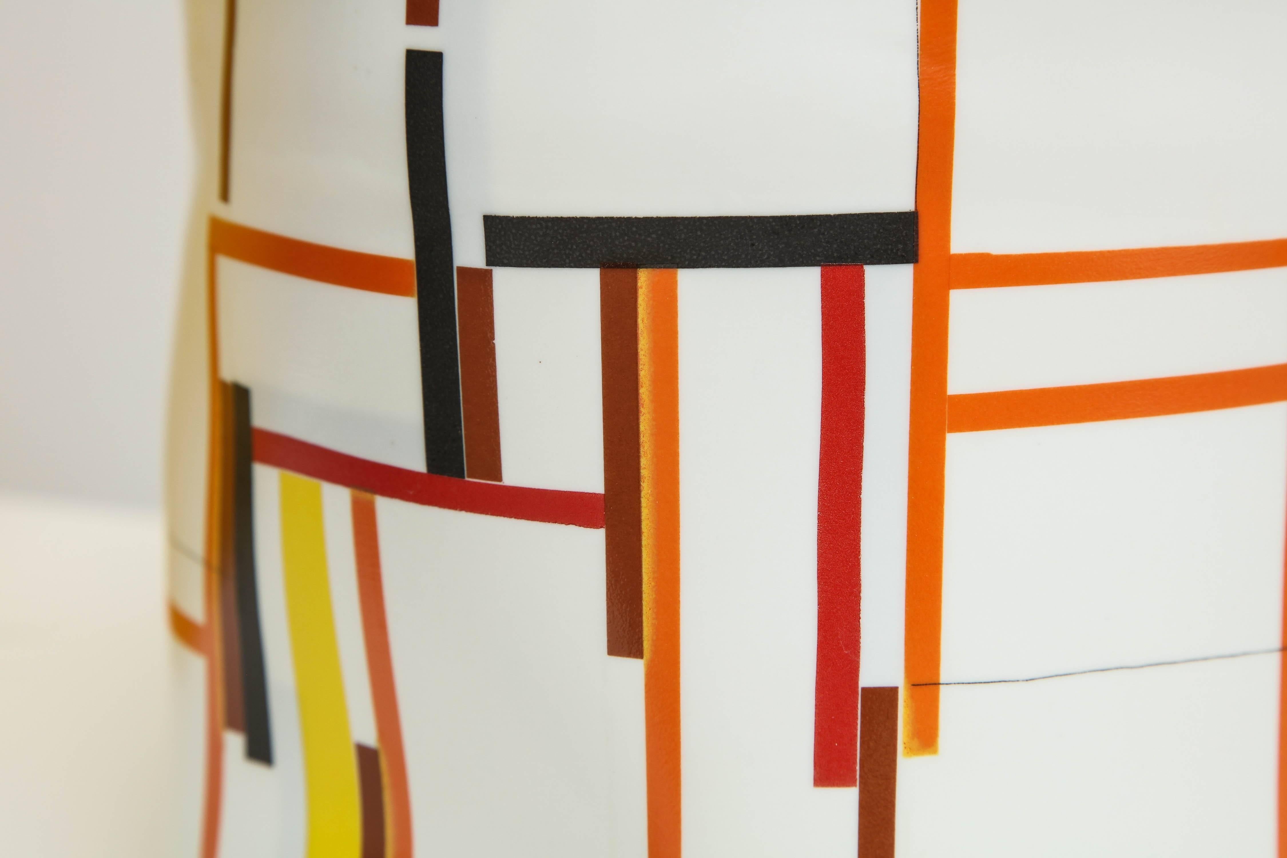 Bodil Manz, tall vessel with geometric designs, made in Denmark 4