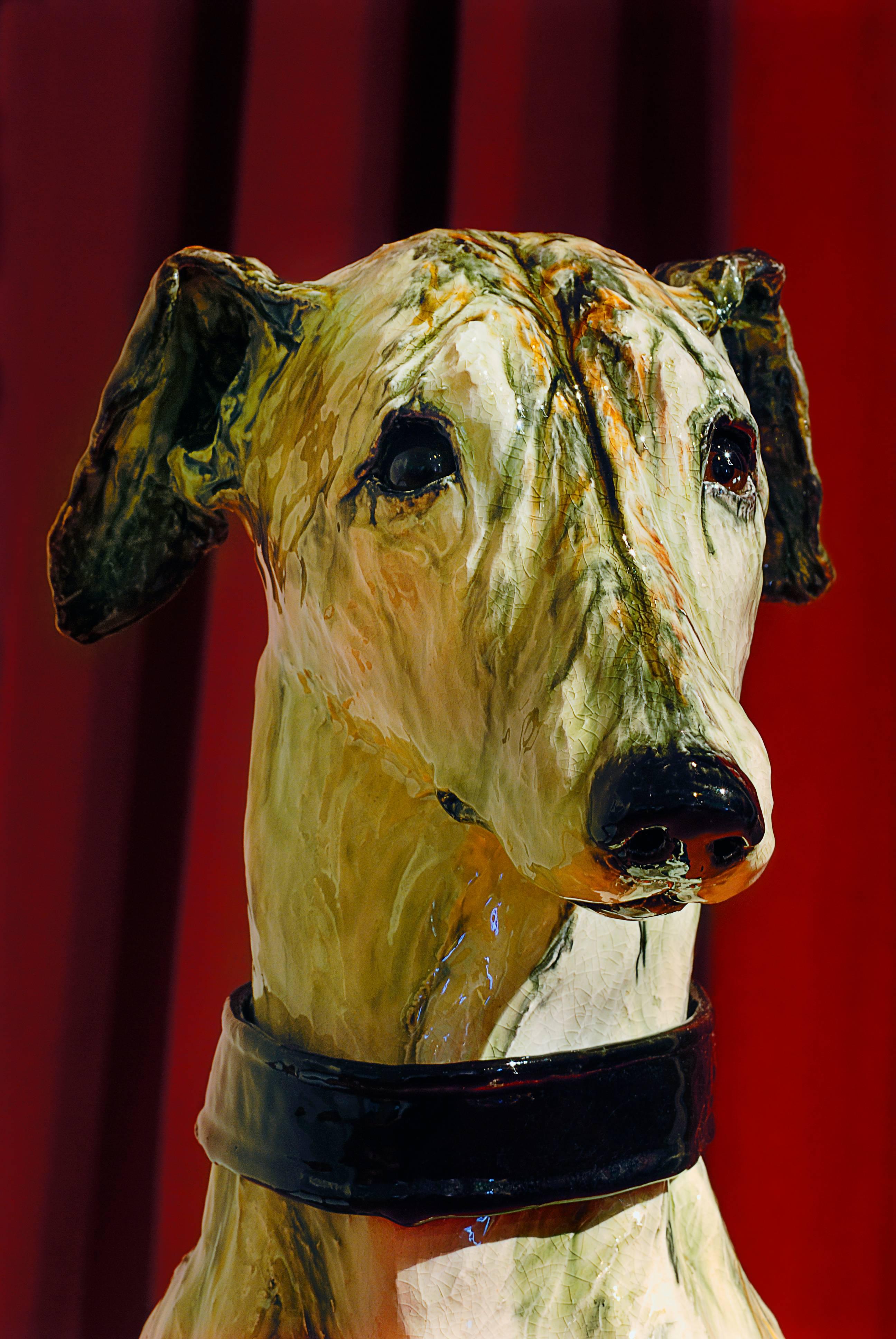Portrait of Babs, ceramic greyhound sculpture by Swedish Frida Fjellman 1