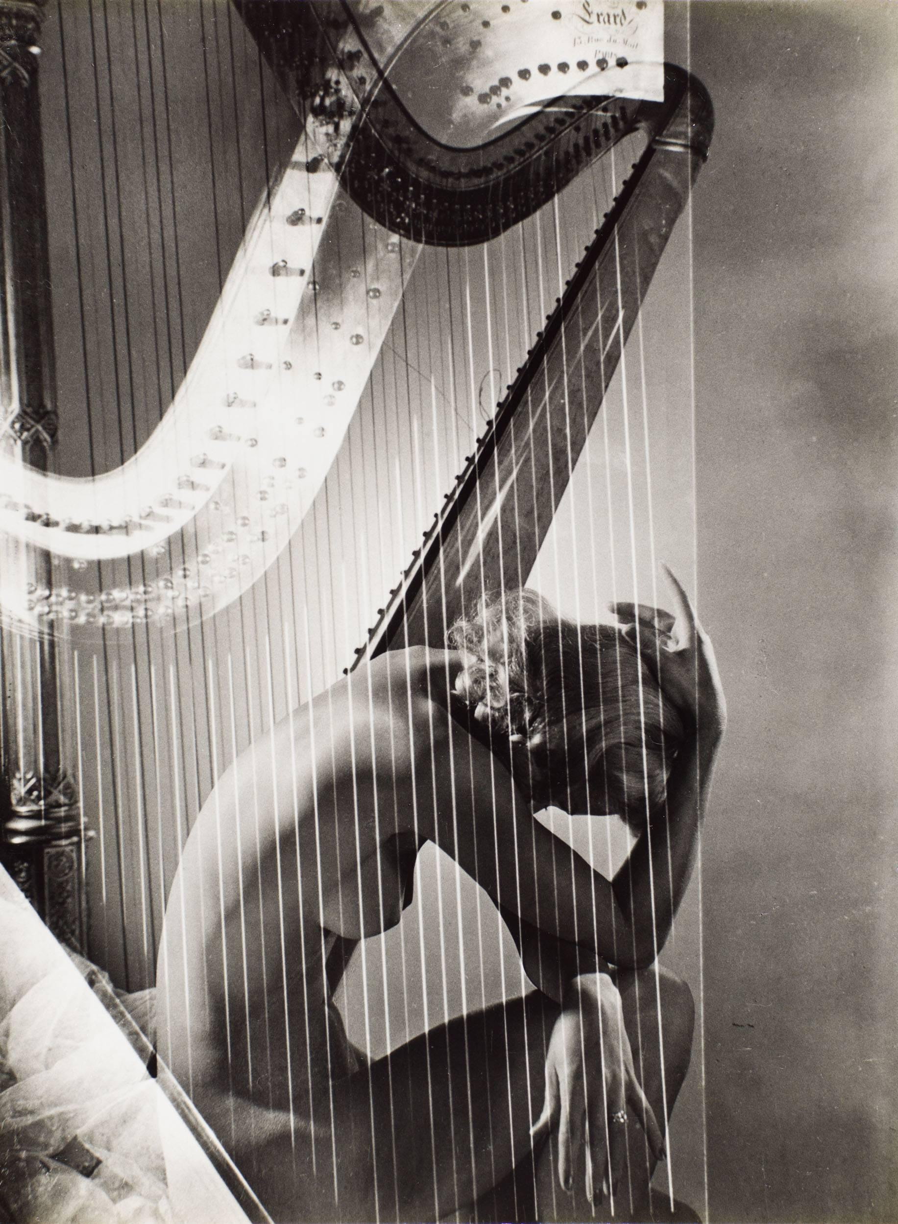 Horst P. Horst Black and White Photograph - Lisa with Harp, 1940