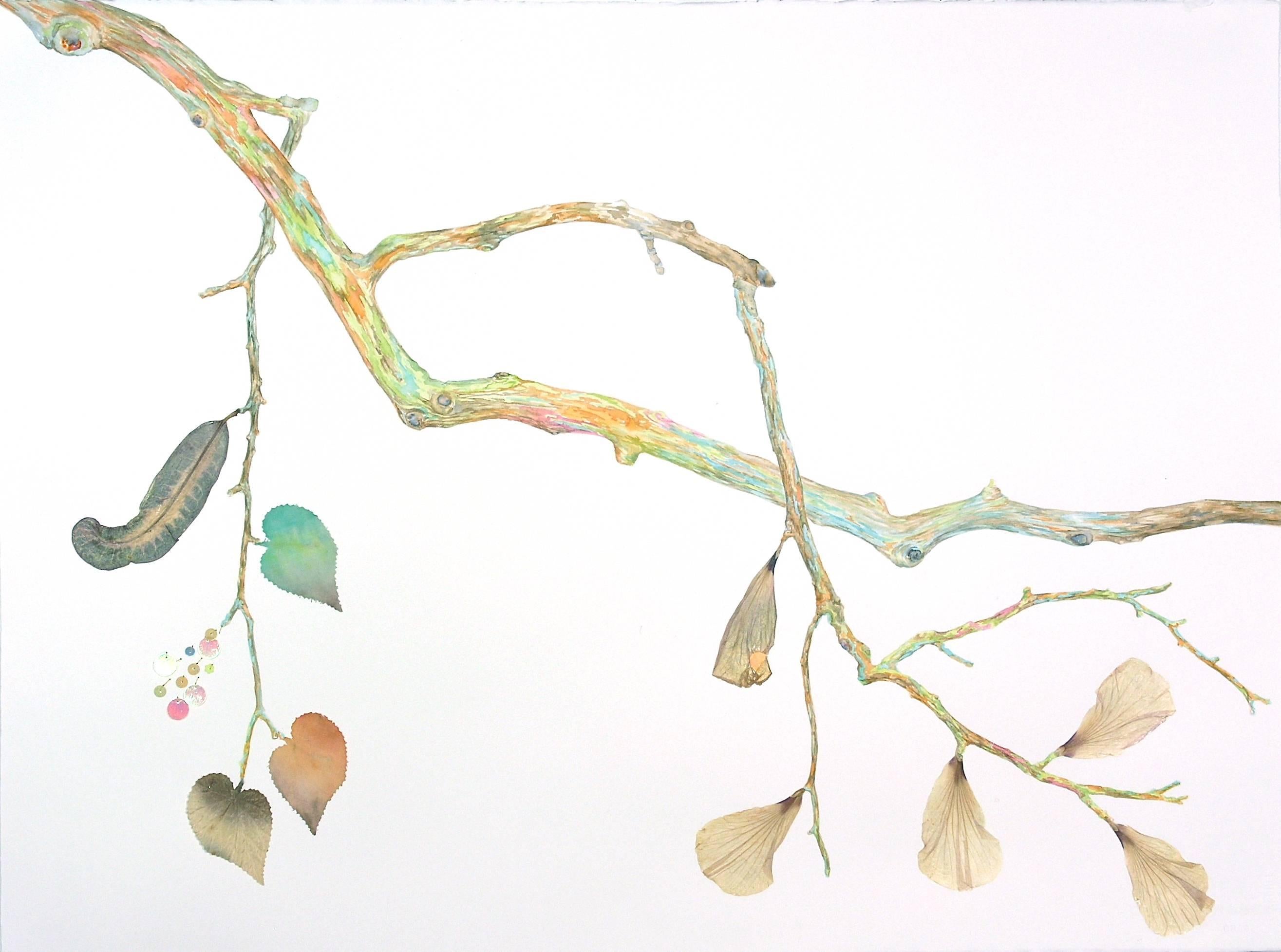 Marilla Palmer
Dangling Heavy, 2015
watercolor, foliage, thread and sequins
22 x 30 in.

This original artwork by Marilla Palmer is a a contemporary botanical, delicately painted with watercolor and collaged with pressed flowers and sequins.

There