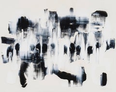Gudrun Mertes-Frady: „Bewegungen in Schwarz und Weiß 16“, Abstraktes Gemälde in Mischtechnik