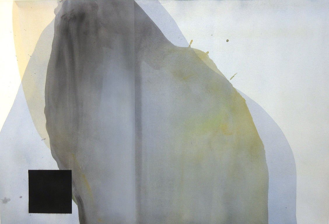 Daniel Brice
Senza titolo NY 8, 2015
acquerello, carboncino e pastello su carta
29 x 42 pollici.

Questo dipinto astratto originale a olio su carta di Daniel Brice è audace e moderno, ancorato da un quadrato nero opaco e reso in varie tonalità di