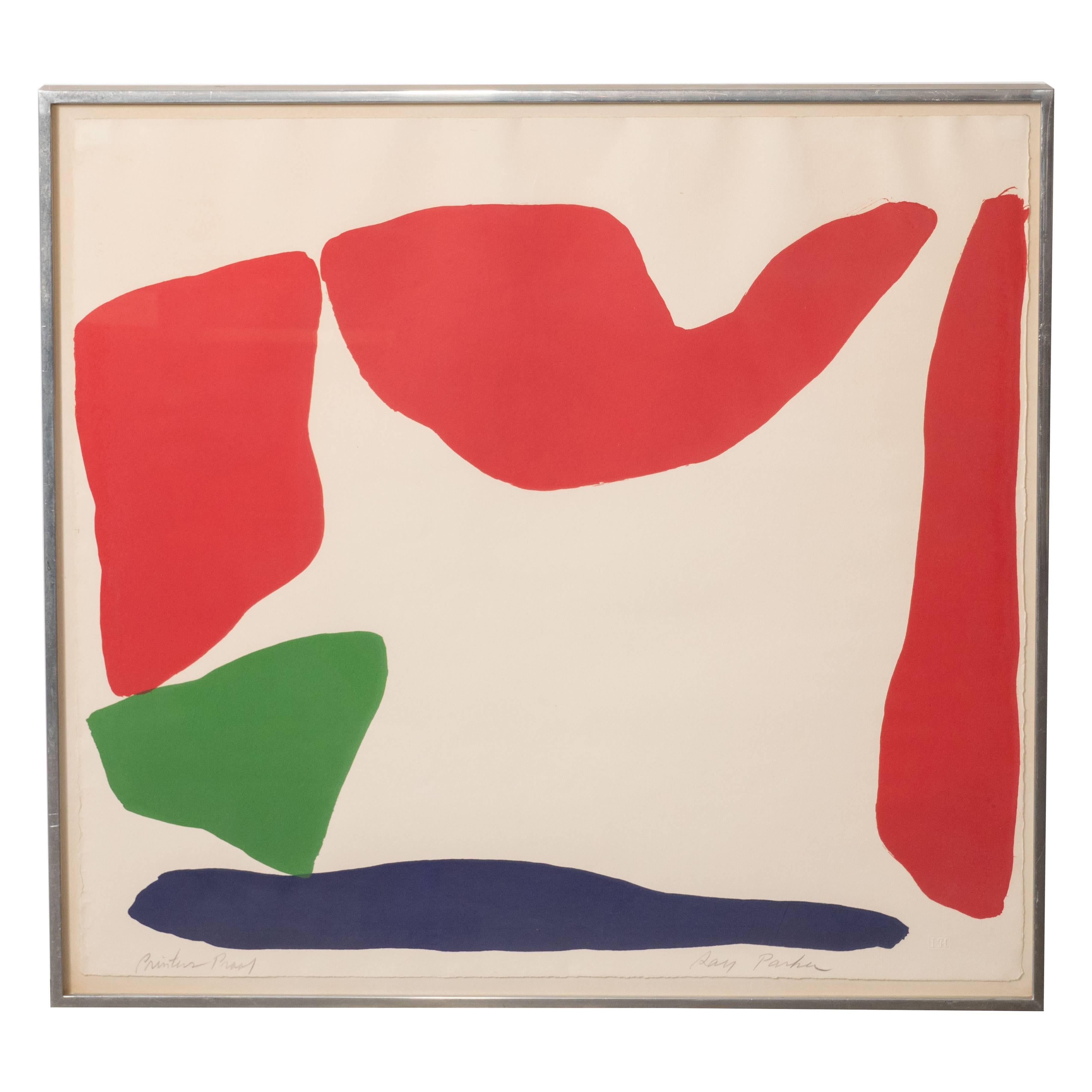 Raymond Parker Print - Modernist Abstract Lithograph by Ray Parker in Red, Green, and Blue