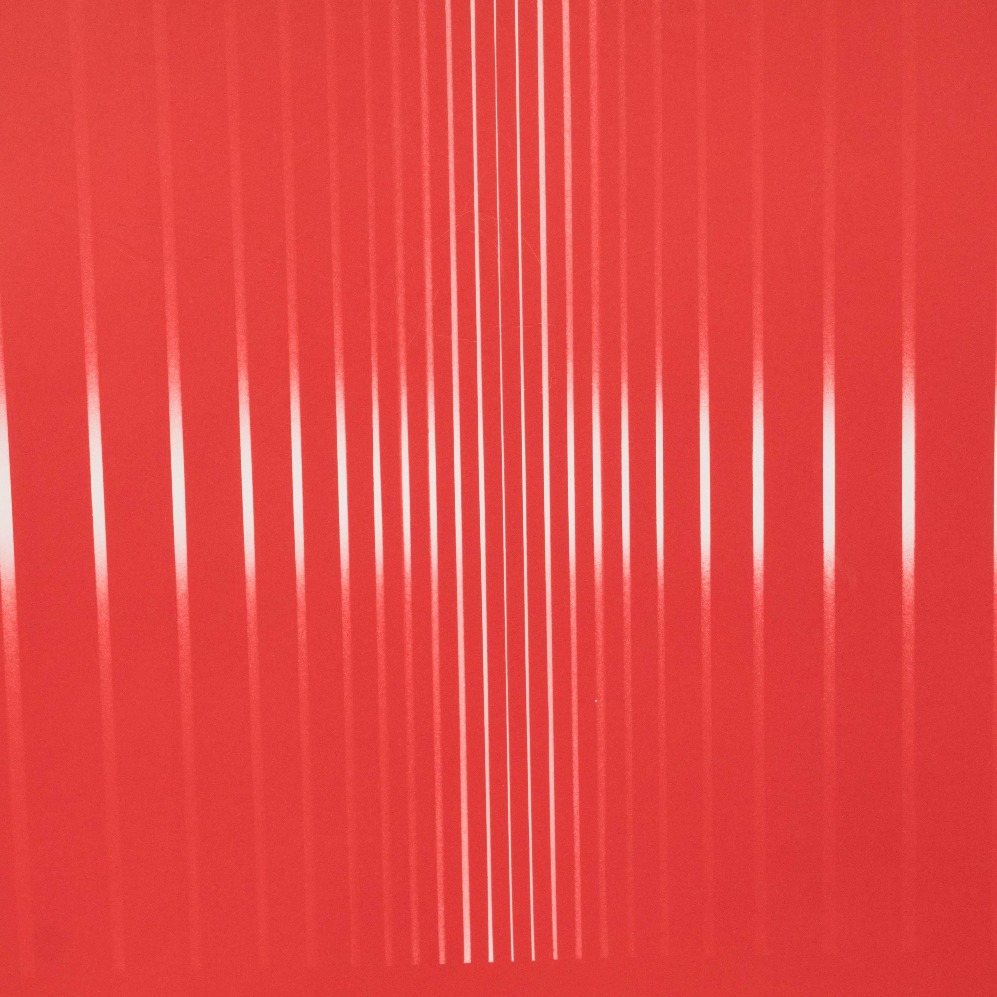 Dynamic Mid-Century Modern Op-Art Signed Serigraph by Ennio Finzi in Vibrant Red 2