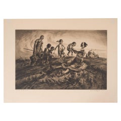 "Group of Figures", an Original Signed Etching by John E. Costigan