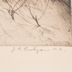 ""Woman, Boy and Goats"", Original signierte Radierung von John E. Costigan