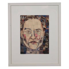 Modernist Abstract Portrait in Watercolor, Ink, and Pencil by Marshall Watkins