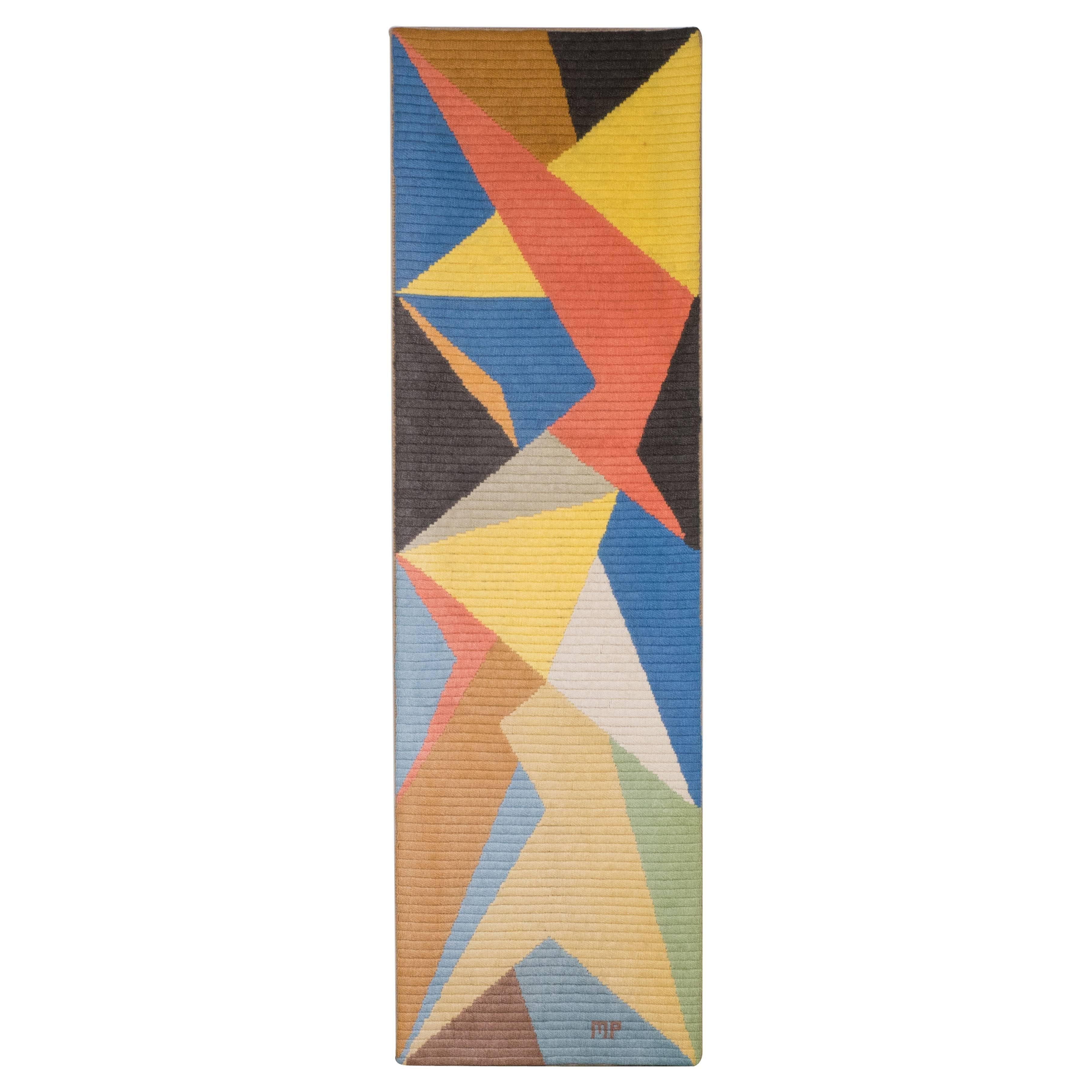 Dynamic Mid-Century Modernist Geometric Tapestry Wall Hanging - Art by Unknown