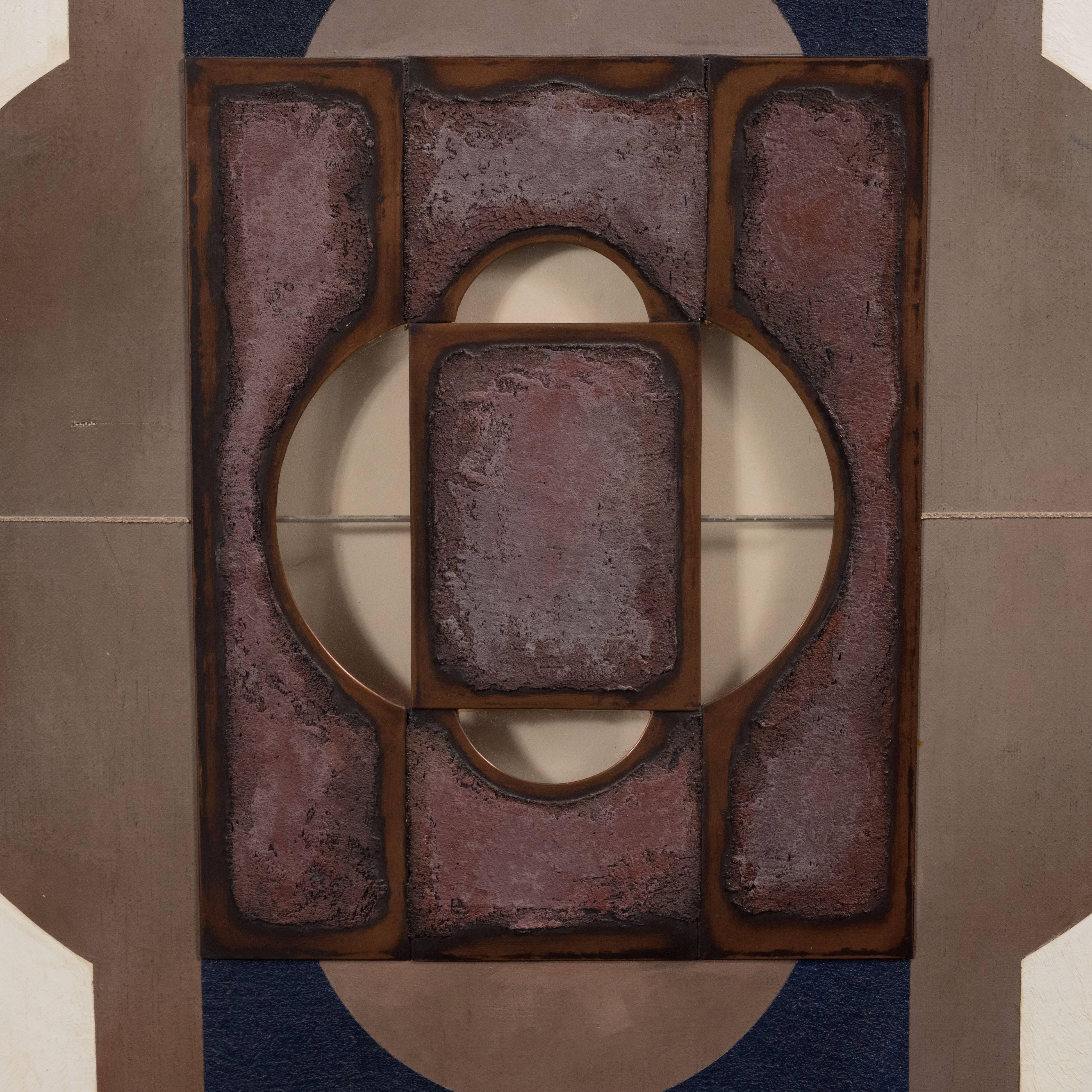 Untitled- Composition 1975 - Abstract Geometric Mixed Media Art by Senen Ubiña