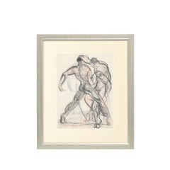 "Boxers" della metà del secolo, a carboncino e conte con acquerello, firmati Boris Lovet-Lorski