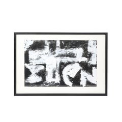 Abstraktes Schwarz-Weiß-Acrylgemälde auf Papier aus der „Dakota-Serie“ aus der Mitte des Jahrhunderts von Harry Bertschmann