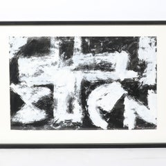 Abstraktes Schwarz-Weiß-Acrylgemälde auf Papier aus der „Dakota-Serie“ aus der Mitte des Jahrhunderts von Harry Bertschmann