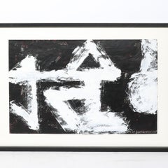 Abstraktes Schwarz-Weiß-Acrylgemälde auf Papier aus der „Dakota-Serie“ aus der Mitte des Jahrhunderts von Harry Bertschmann