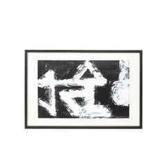 Abstraktes Schwarz-Weiß-Acrylgemälde auf Papier aus der „Dakota-Serie“ aus der Mitte des Jahrhunderts von Harry Bertschmann