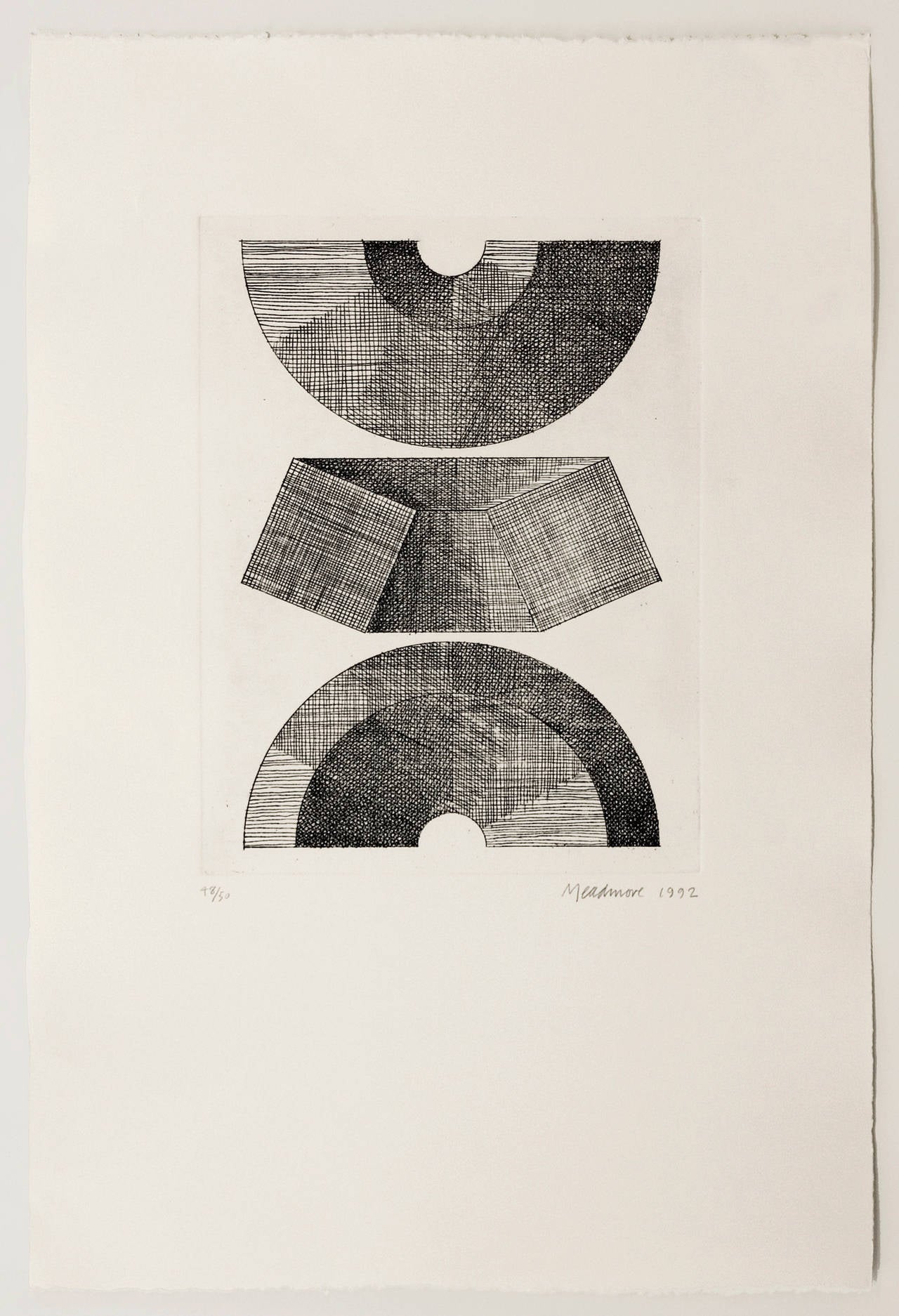 Three Views of Half Circle Module - Print by Clement Meadmore