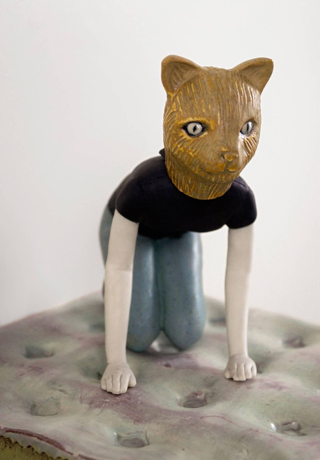 Cat Pose - Contemporary Sculpture by Holly Curcio