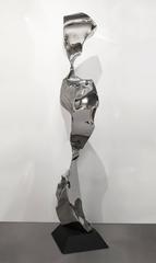 Now -polished stainless steel sculpture for indoor or outdoor by Jon Krawczyk