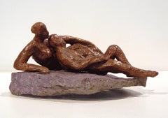 Repose -figurative bronze on stone sculpture by New York artist Noa Bornstein
