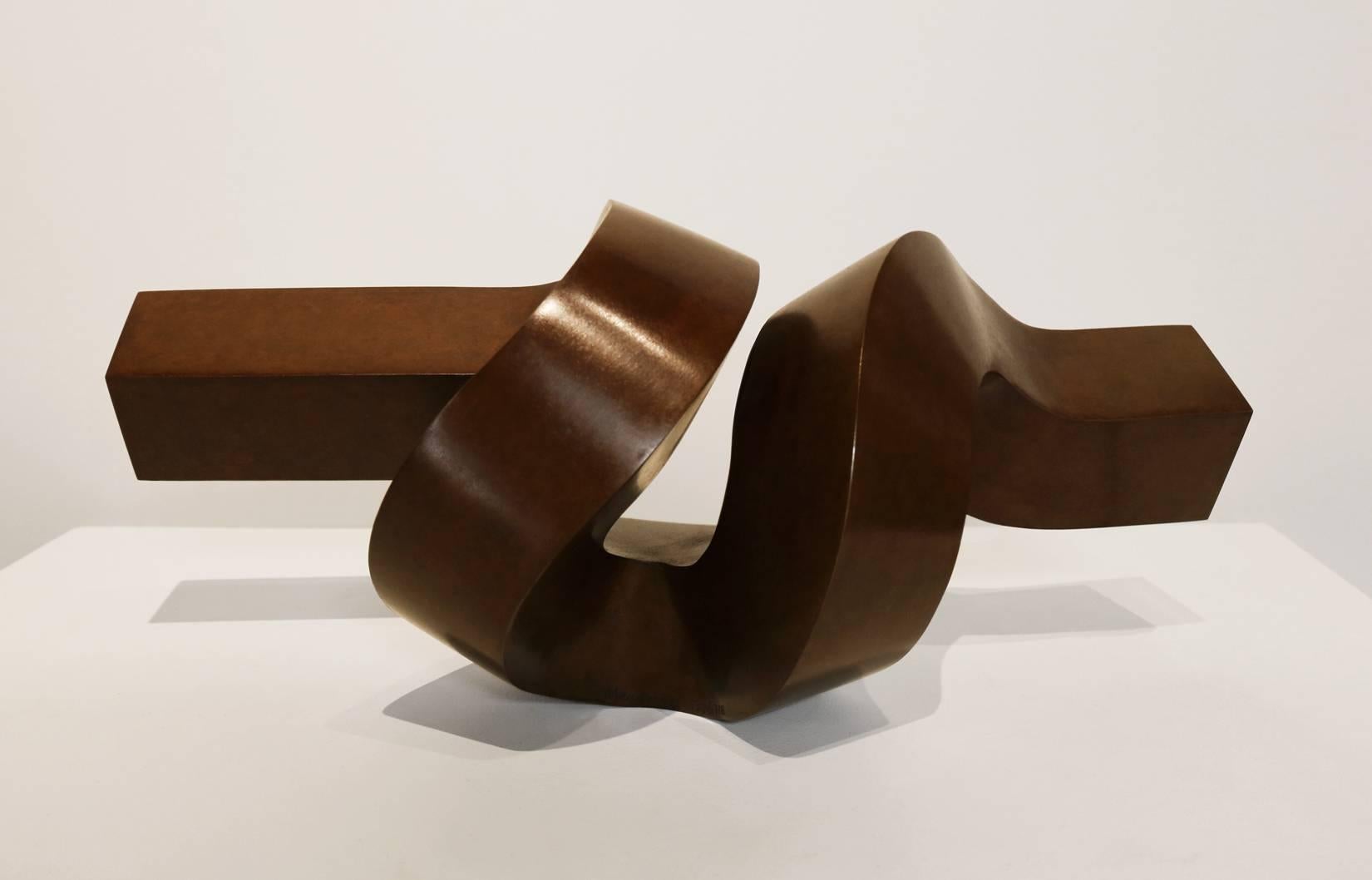 Riff - Gold Abstract Sculpture by Clement Meadmore