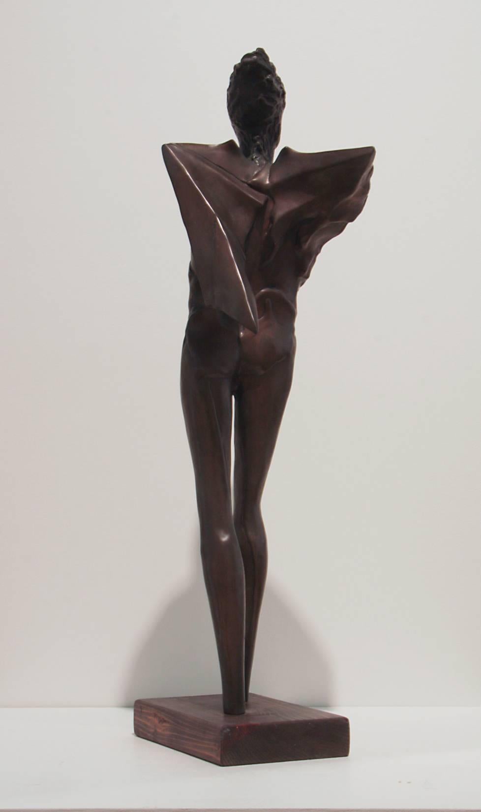 Winged Spirit - Brown Figurative Sculpture by Rita Sargen-Simon