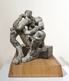 153 - figurative sitzende Denkerfigur aus Bronze mit leichter Patina von Curt Brill 