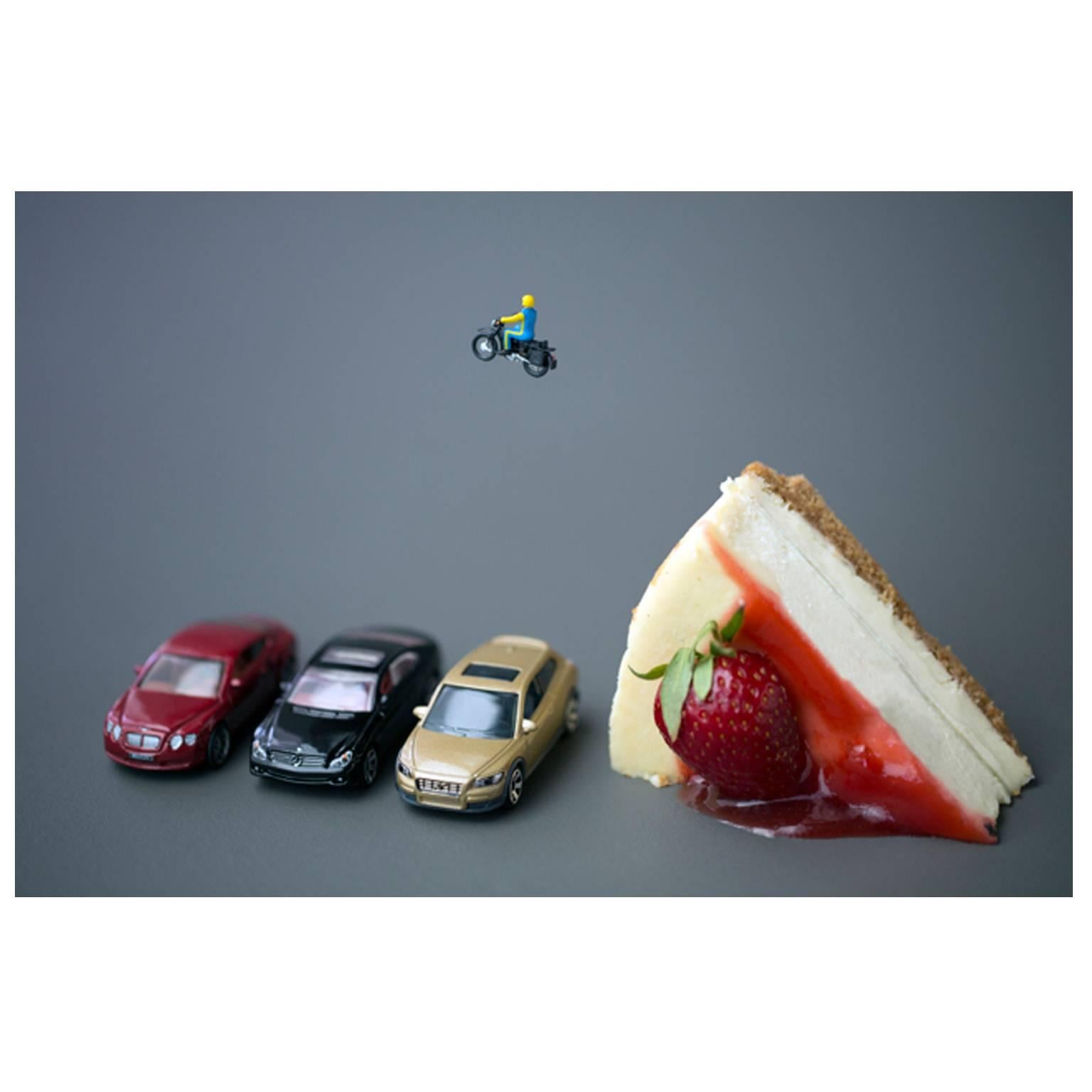 Christopher Boffoli Color Photograph - Cheesecake Daredevil