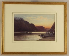 The Night Boat on Hardangerfjord Odda, Norway Watercolour Painted by Thomas Hart