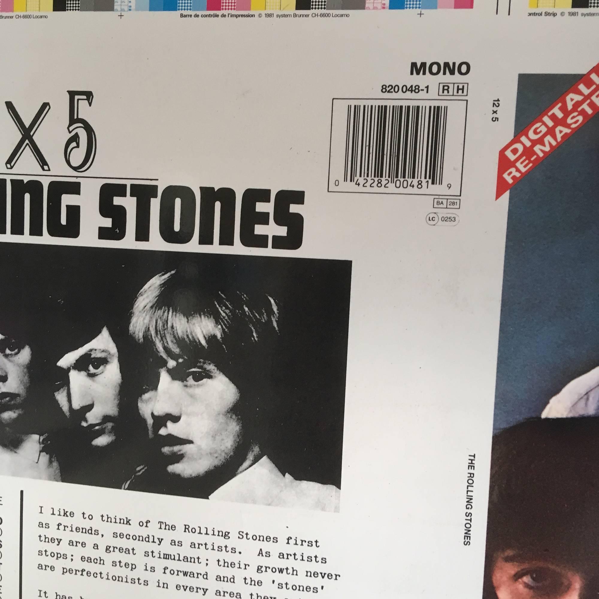 ROLLING STONES 12x5 Album An Extremely Rare Cromalin Proof Part of The Original Production Artwork in an unreleased state from 1984 (33 years old)
The album was never released on Vinyl in this state on this label with this code
LONDON 820 048-1
Two