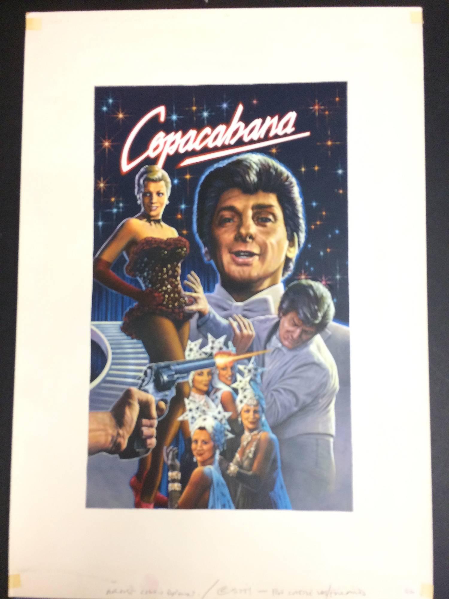 BARRY MANILOW, THE ORIGINAL PAINTING 1985 FOR THE COPACABANA FILM VHS COVER - Art by Chris Brown