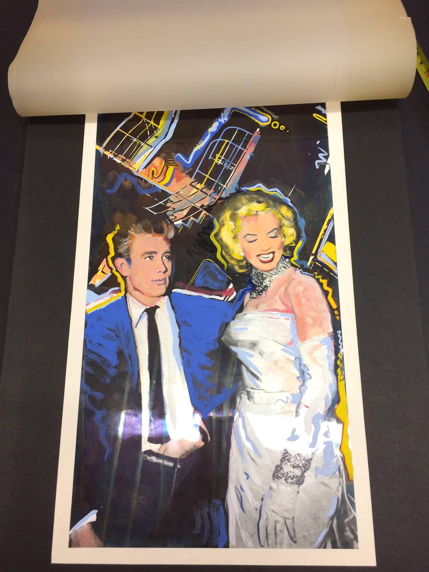 JAMES DEAN AND MARILYN  MONROE Original Artwork for 1984 Postcards For Sale 1