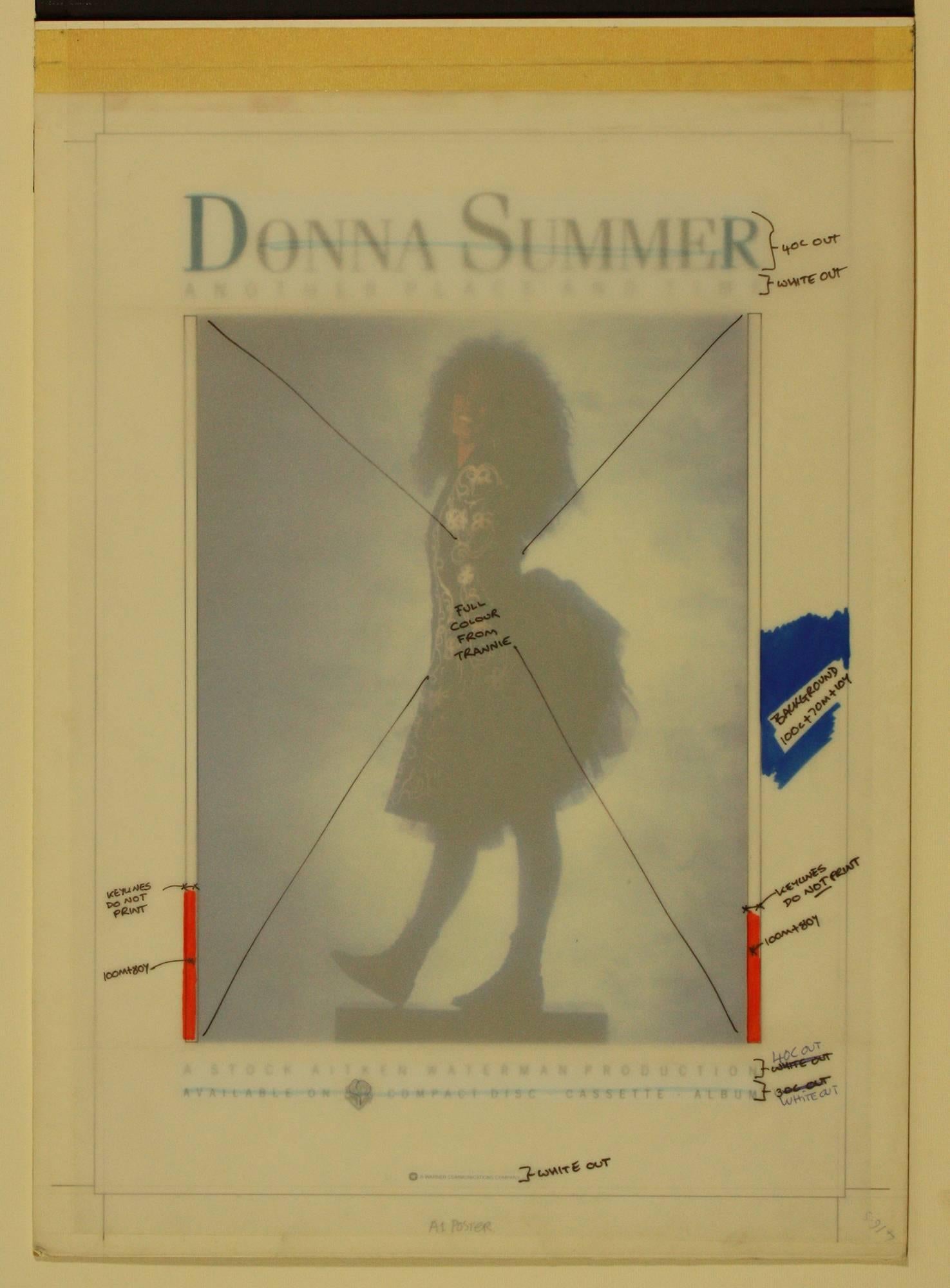DONNA SUMMER Another Place and Time Original Production Artwork 1989 For Sale 1