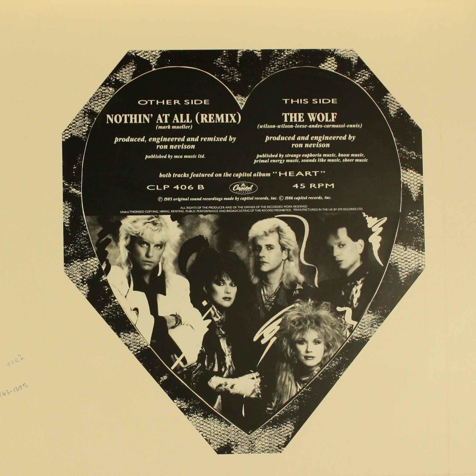 HEART Nothing at All The original Production artwork for  7 ins Picture Disc - Art by Unknown