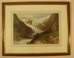 Buer Brac Glacier near Odda, Norway Watercolour Painted 1880 by Thomas Hart FSA