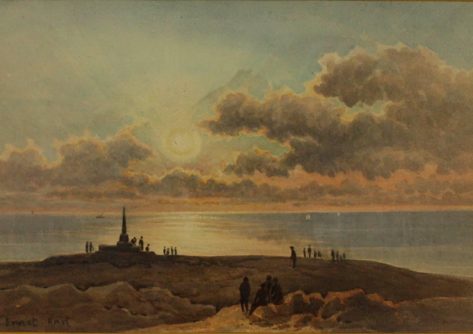 The Midnight Sun from the top of the North Cape - Painting by Sydney Ernest Hart