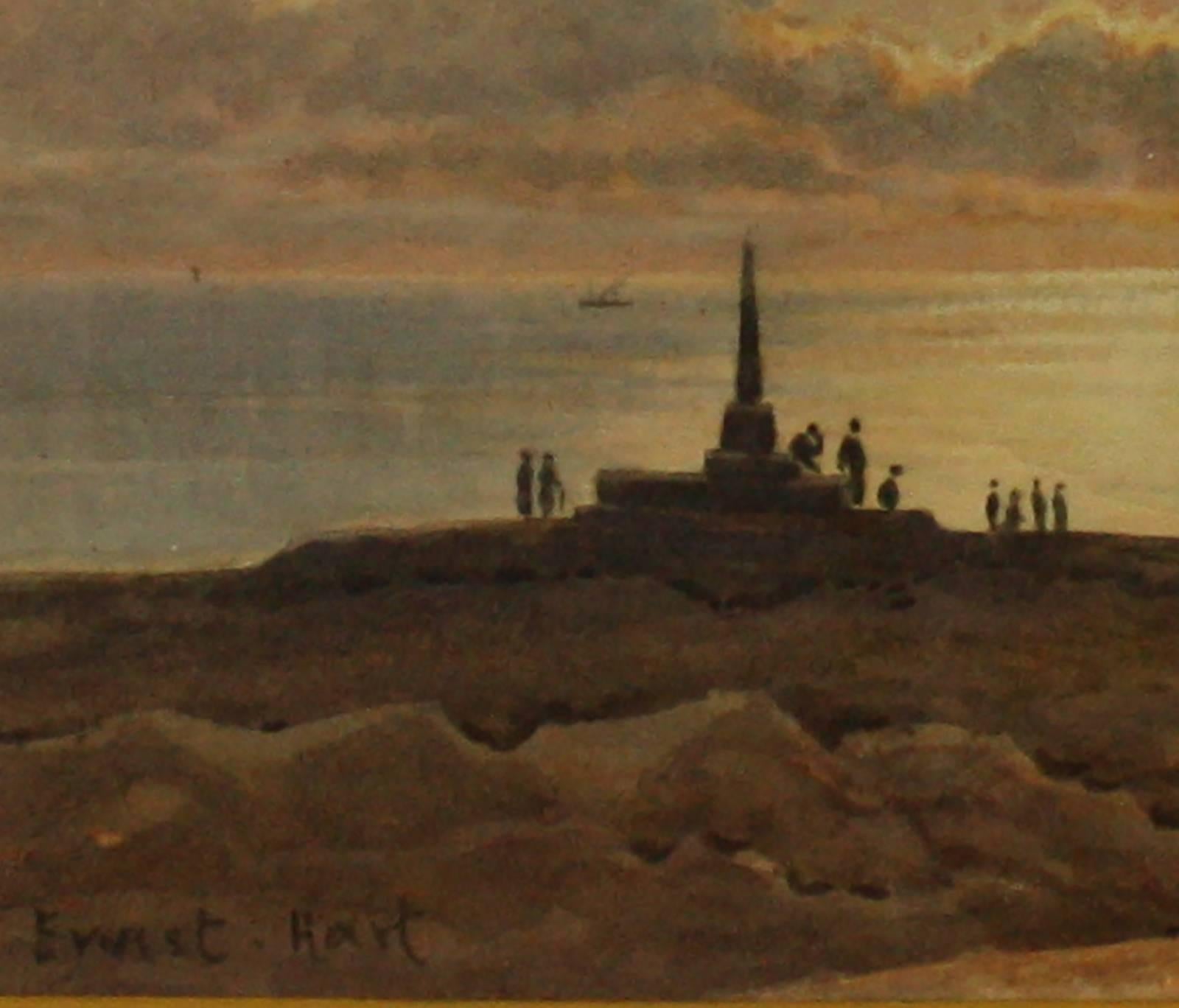 The Midnight Sun from the top of the North Cape - Impressionist Painting by Sydney Ernest Hart
