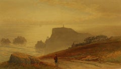 Cape Cornwall From Carn Gloose Road Watercolour  Painted in 1880 by Thomas Hart